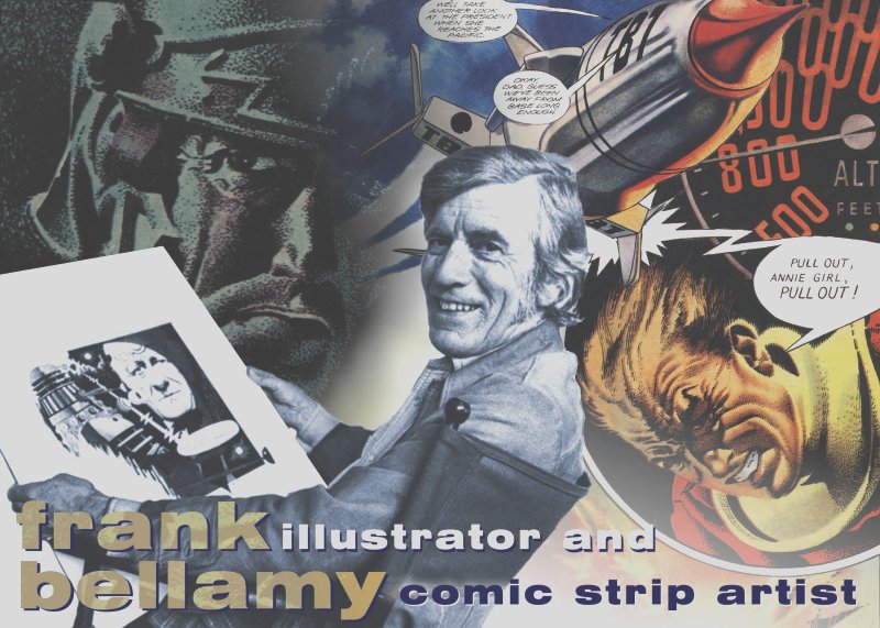 Frank Bellamy amongst many of his pieces of artwork